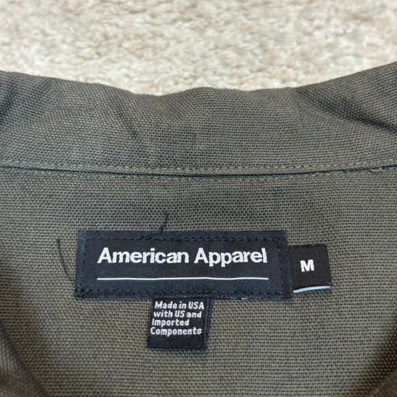 Vintage American Apparel Army Green Button Up Faded Shirt Twill M Made in USA - Picture 4 of 12